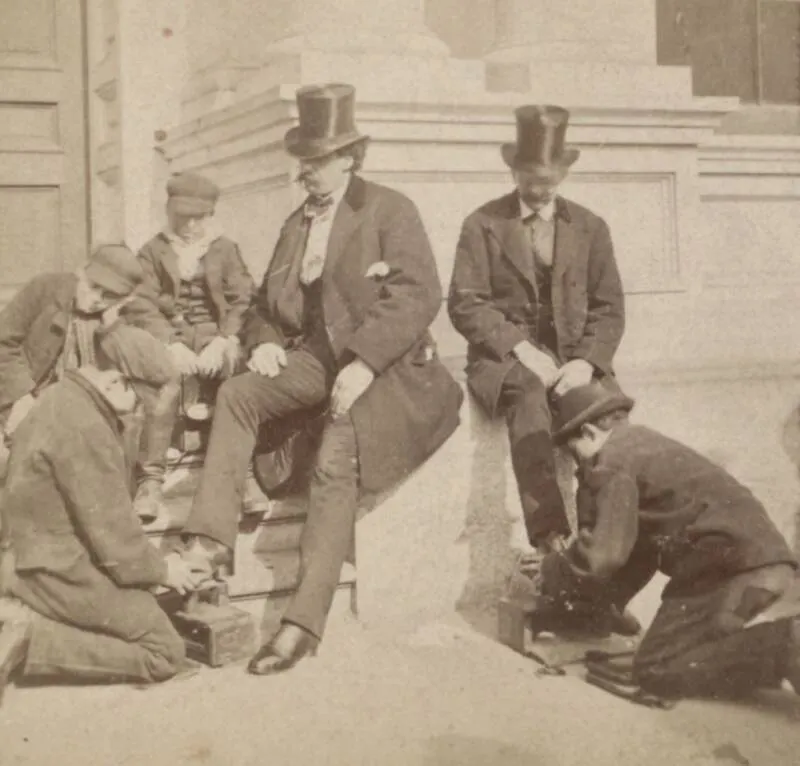Gilded Age street scene showing economic contrast in an American city